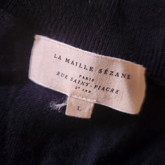 Sézane Janis Navy Merino Wool Long Sleeve Sweater – Sz L - Picture 8 of 15